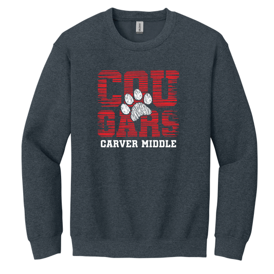 Distressed Carver Cougar Crewneck Sweatshirt