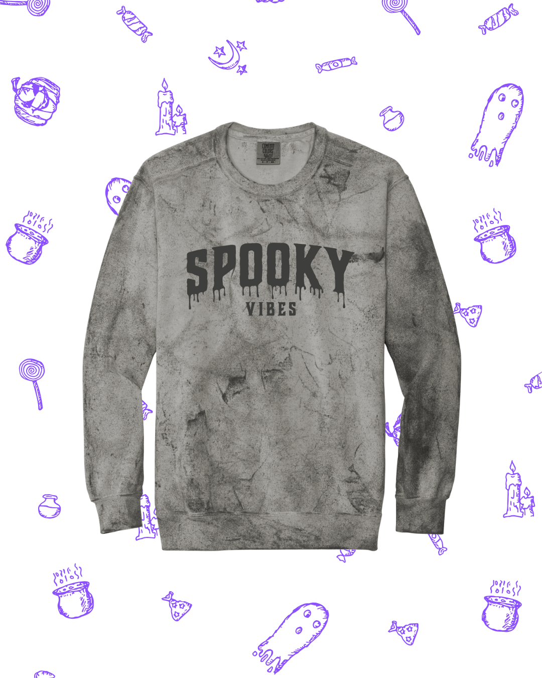 Spooky Vibes Puff Print Sweatshirt Adult